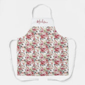 Gepersonaliseerde roze en witte rozen schort (Voorkant)
