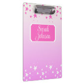 Gepersonaliseerde roze en witte sterren klembord (Rechts)