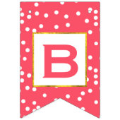 Gepersonaliseerde roze en witte stip gouden trim b vlaggetjes (Eerste vlag)