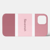 Gepersonaliseerde Roze En Witte Strepen Modern Case-Mate iPhone Case (Achterkant (horizontaal))