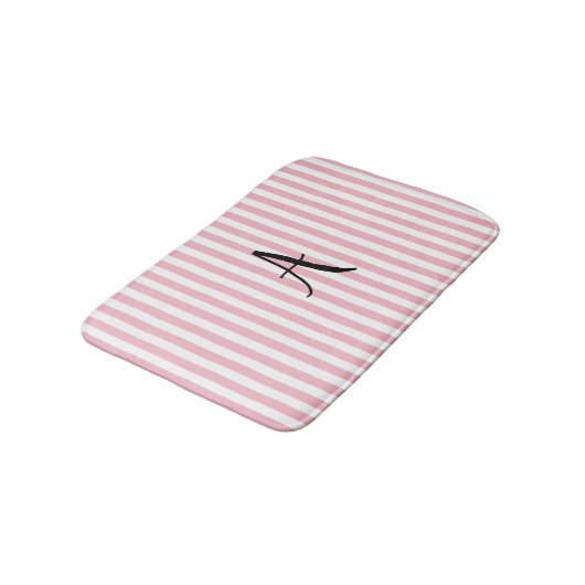 Gepersonaliseerde roze en witte stripe Bath Mat (Gekanteld)