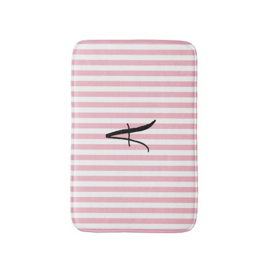 Gepersonaliseerde roze en witte stripe Bath Mat (Voorkant Verticaal)