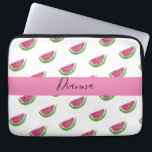 Gepersonaliseerde roze en witte watermeloenen laptop sleeve<br><div class="desc">Laptophoes met mijn watermeloen waterverf met jouw naam erop! Perfect voor de zomer of als je gewoon van watermeloenen houdt zoals ik.</div>