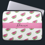 Gepersonaliseerde roze en witte watermeloenen laptop sleeve<br><div class="desc">Laptophoes met mijn watermeloen waterverf met jouw naam erop! Perfect voor de zomer of als je gewoon van watermeloenen houdt zoals ik.</div>