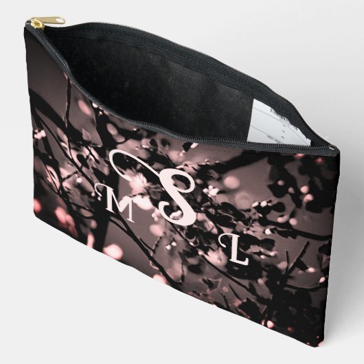 Gepersonaliseerde Roze en Zwart Abstract Botanisch Etui (Open)