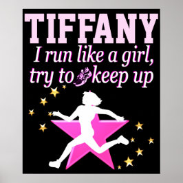 GEPERSONALISEERDE ROZE EN ZWART LOPEN ALS EEN MEIS POSTER