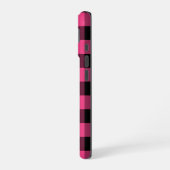 Gepersonaliseerde roze en zwarte Buffalo Plaid iPhone 16 Hoesje (Linkerkant)