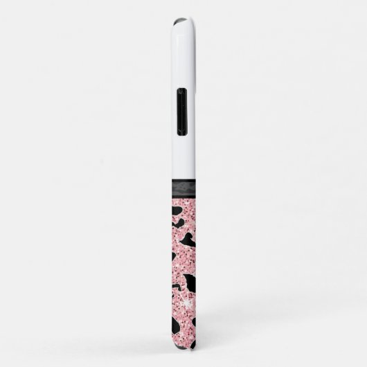 Gepersonaliseerde roze en zwarte dierenprint Case-Mate iPhone case (Achterkant/rechts)