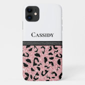 Gepersonaliseerde roze en zwarte dierenprint Case-Mate iPhone case (Achterkant)