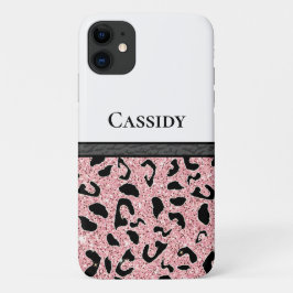 Gepersonaliseerde roze en zwarte dierenprint Case-Mate iPhone case
