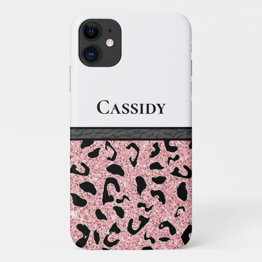 Gepersonaliseerde roze en zwarte dierenprint Case-Mate iPhone case (Achterkant)