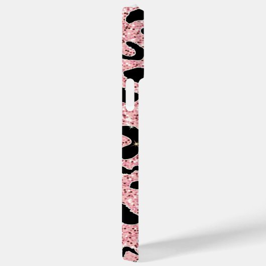 Gepersonaliseerde roze en zwarte glitter Animal Pr Case-Mate iPhone Case (Achterkant / Rechts)