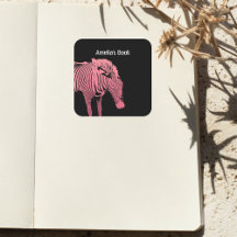 Gepersonaliseerde Roze en zwarte Zebra Bookplate