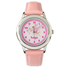 Gepersonaliseerde Roze Fairy Magic Sparkly Fantasy Horloge