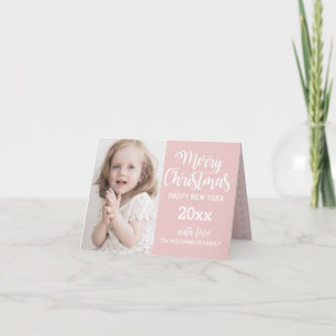 Gepersonaliseerde roze familie Kaart voor Kerstmis