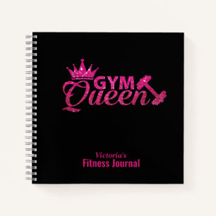 Gepersonaliseerde roze faux Glitter Gym Queen Jour Notitieboek