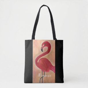 Gepersonaliseerde roze flamingo Art Tote Bag