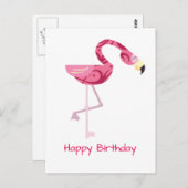 Gepersonaliseerde roze flamingo Bird Briefkaart (Voorkant / Achterkant)