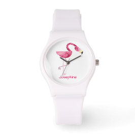 Gepersonaliseerde roze flamingo Bird Horloge