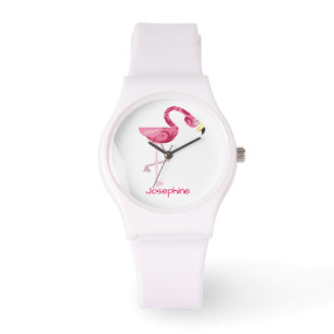Gepersonaliseerde roze flamingo Bird Horloge