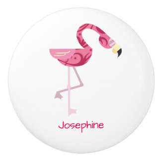 Gepersonaliseerde roze flamingo Bird Keramische Knop