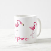 Gepersonaliseerde roze flamingo Bird Koffiemok (Voorkant rechts)