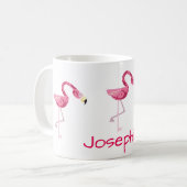 Gepersonaliseerde roze flamingo Bird Koffiemok (Voorkant links)