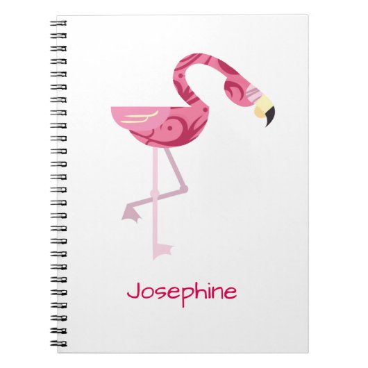 Gepersonaliseerde roze flamingo Bird Notitieboek (Voorkant)