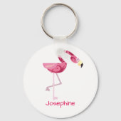 Gepersonaliseerde roze flamingo Bird Sleutelhanger (Voorkant)