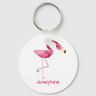 Gepersonaliseerde roze flamingo Bird Sleutelhanger