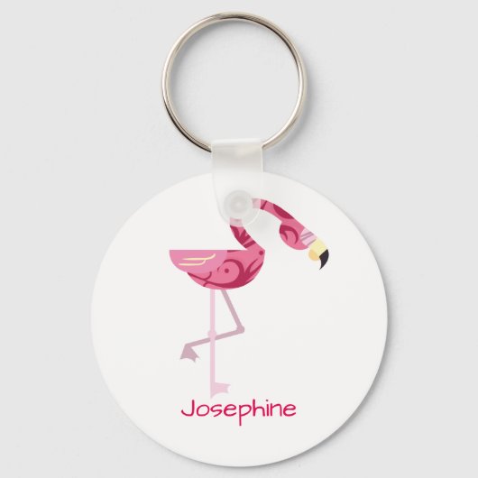 Gepersonaliseerde roze flamingo Bird Sleutelhanger (Voorkant)