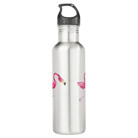 Gepersonaliseerde roze flamingo Bird Waterfles (Achterkant)