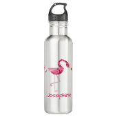 Gepersonaliseerde roze flamingo Bird Waterfles (Voorkant)