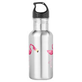 Gepersonaliseerde roze flamingo Bird Waterfles (Achterkant)
