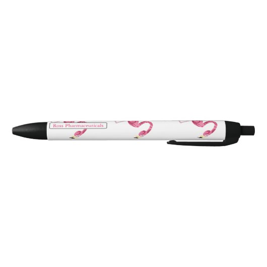 Gepersonaliseerde roze flamingo Bird Zwarte Inkt Pen (Bodem)