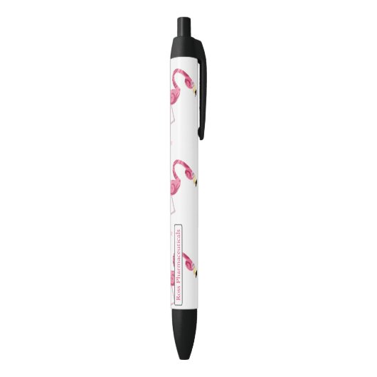 Gepersonaliseerde roze flamingo Bird Zwarte Inkt Pen (Achterkant (Verticaal))