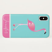 Gepersonaliseerde roze flamingo Case-Mate iPhone case (Achterkant (horizontaal))