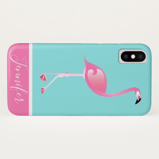 Gepersonaliseerde roze flamingo Case-Mate iPhone case (Achterkant (horizontaal))