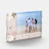 Gepersonaliseerde Roze Flamingo Familie Vakantie Fotoblokken (Links)