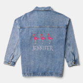 Gepersonaliseerde roze flamingo Flamingos Tropical Denim Jacket (Achterkant)