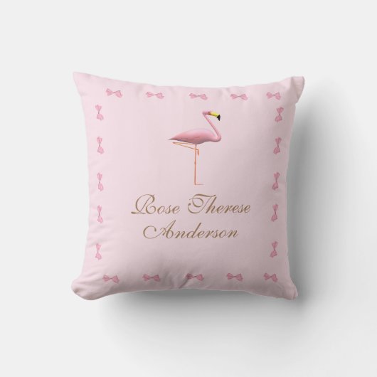 Gepersonaliseerde roze flamingo Geëerd Kussen (Voorkant)