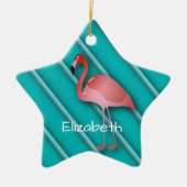 Gepersonaliseerde roze flamingo keramisch ornament (Voorkant)