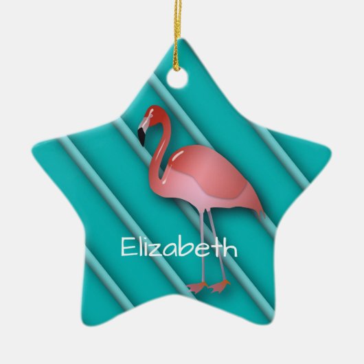Gepersonaliseerde roze flamingo keramisch ornament (Voorkant)