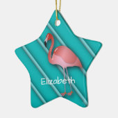 Gepersonaliseerde roze flamingo keramisch ornament (Links)