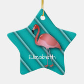 Gepersonaliseerde roze flamingo keramisch ornament (Achterkant)