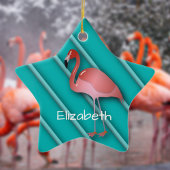 Gepersonaliseerde roze flamingo keramisch ornament