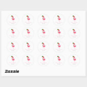 Gepersonaliseerde roze flamingo kerst ronde sticker (Vel)