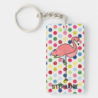 Gepersonaliseerde roze flamingo kleurrijke poolpun sleutelhanger