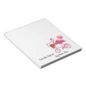 Gepersonaliseerde Roze Flamingo met Harten Notitieblok (Schuin)