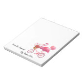 Gepersonaliseerde Roze Flamingo met Harten Notitieblok (Linkerzijde)